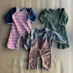 Bundle of 3 Toobydoo 0-3m jumpsuits. Super soft. EUC.